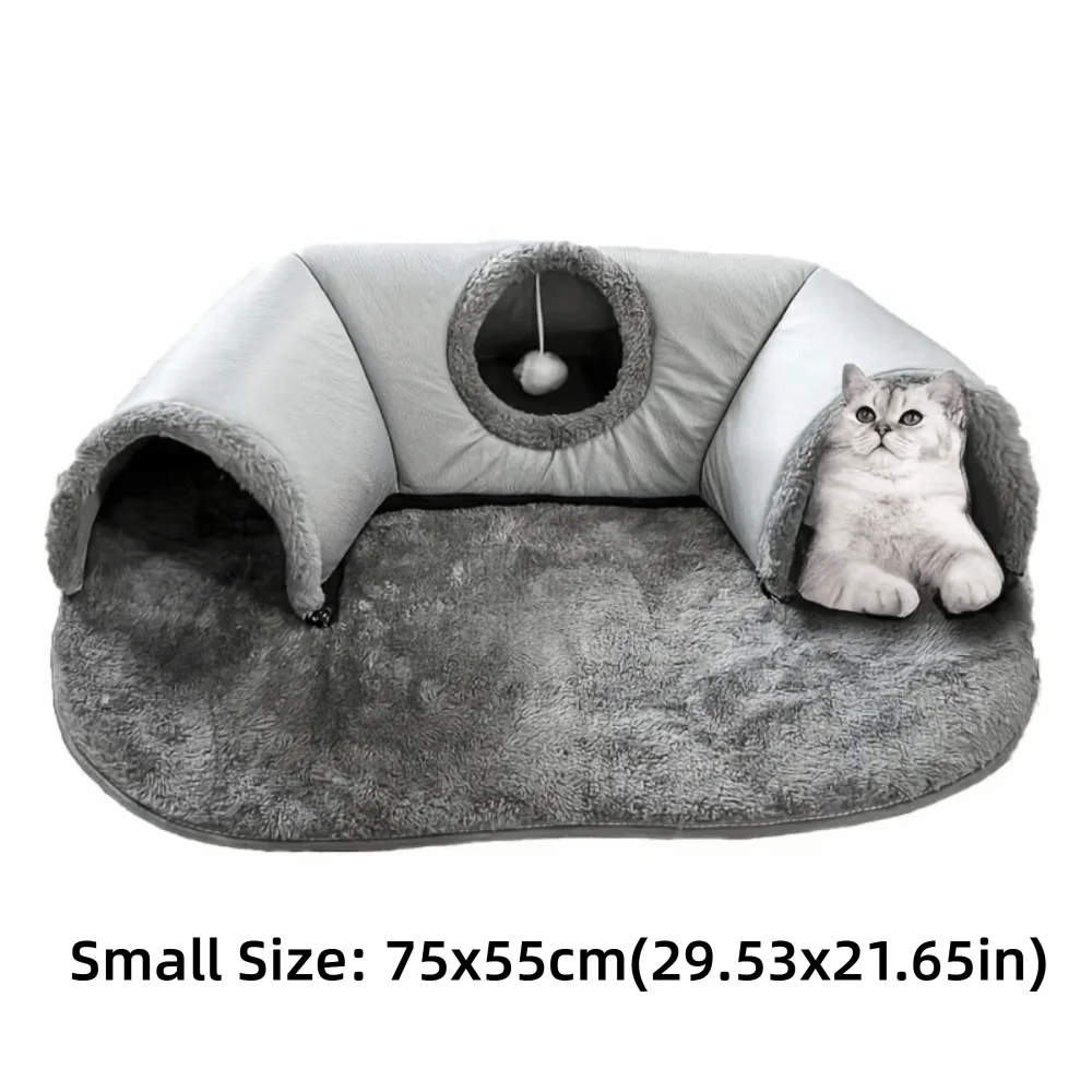 Warm Non-Slip Base Cat Tunnel Bed U-shaped Removable Washable Cat House Anti Dirty Cat Nest Pet Interactive