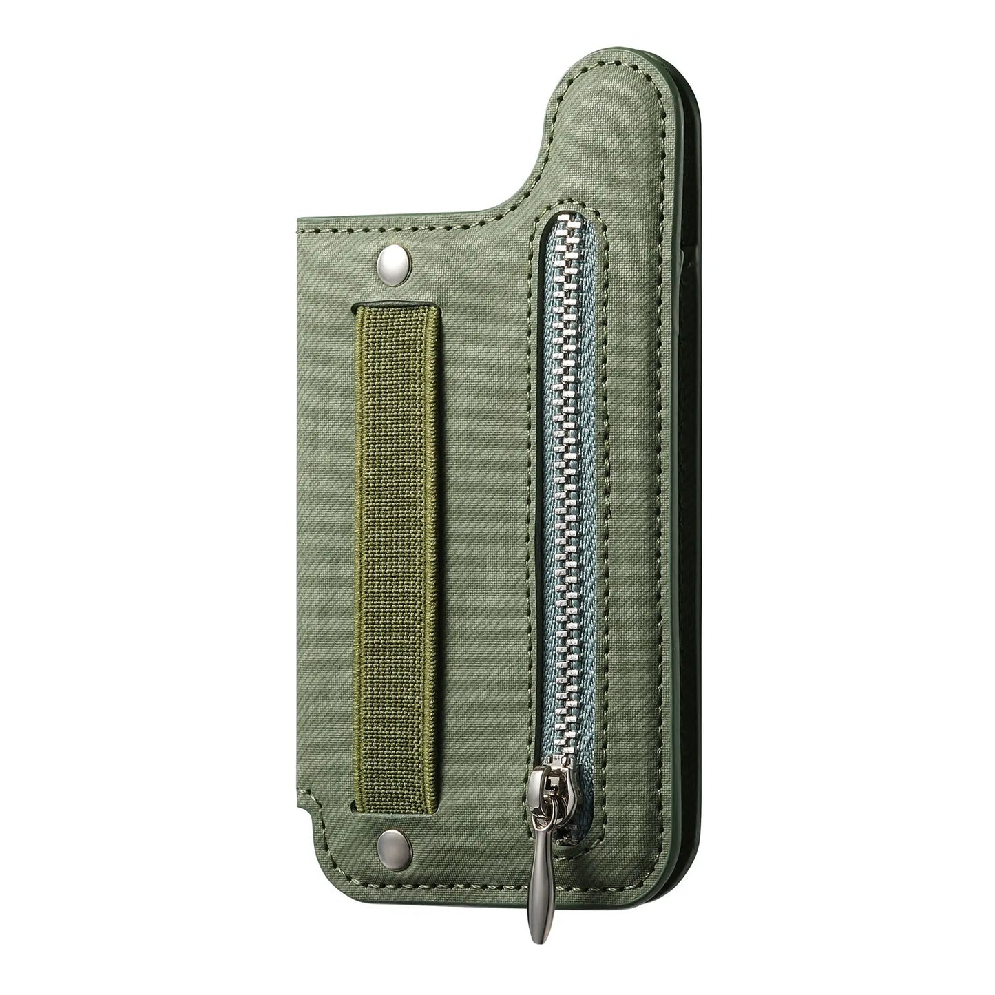 Flip Card Bag Phone Case – Zipper Wallet with Wrist Strap, Card Slots & Desk Stand