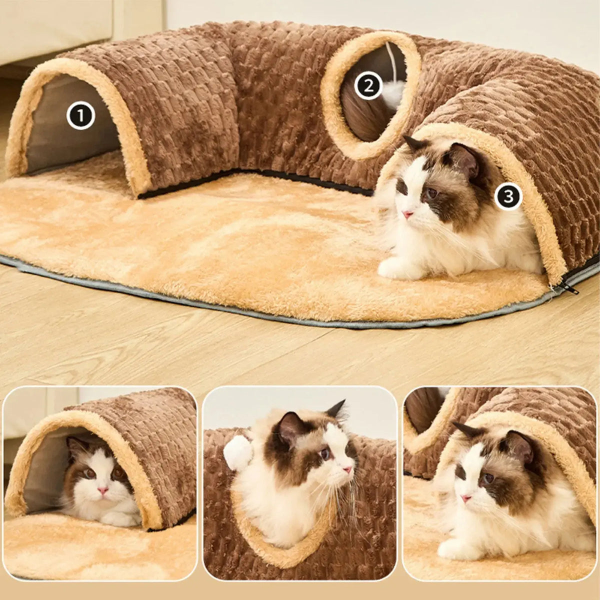 Cat Tunnel Activity Rug with Play Ball Zippmart