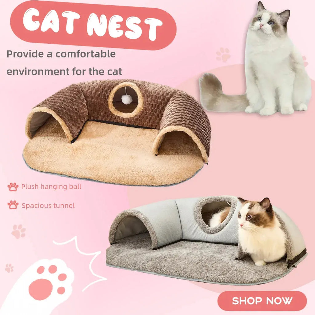 Cat Tunnel Activity Rug with Play Ball Zippmart