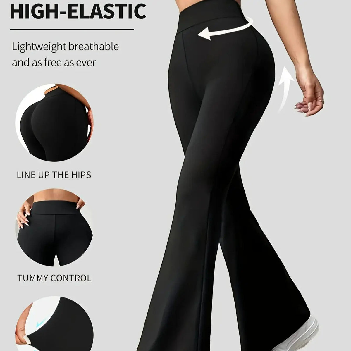 Womens High Waisted Tummy Control Flare Leggings Stretchy Ankle Length All Season Zippmart