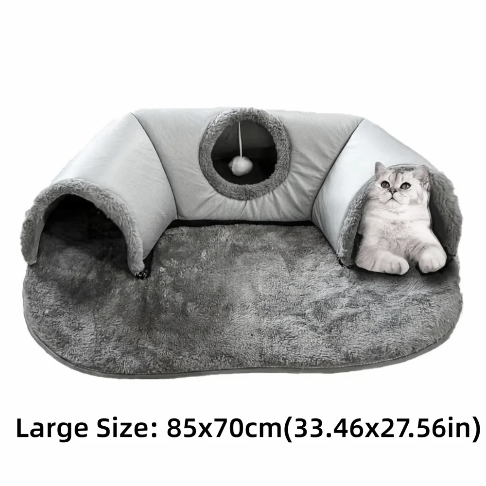 Warm Non-Slip Base Cat Tunnel Bed U-shaped Removable Washable Cat House Anti Dirty Cat Nest Pet Interactive