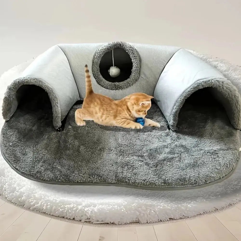 U-Shaped Plush Cat Tunnel Bed Zippmart