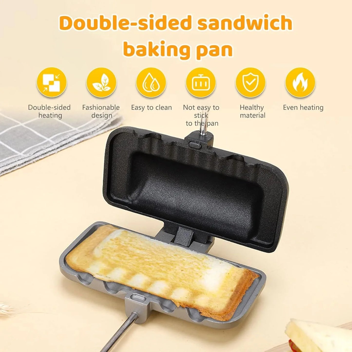 4-in-1 Stovetop Sandwich Maker & Panini Press – Non-Stick Grill for Home & Camping