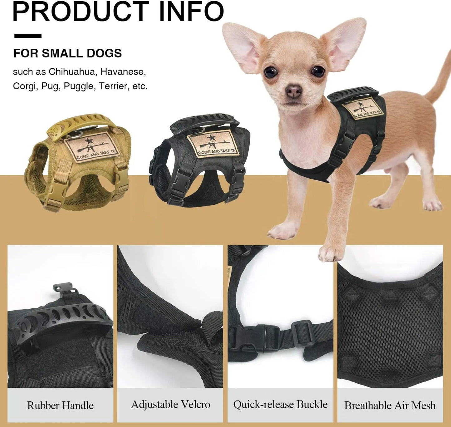 Cat Puppy Tactical Vest Training Harness Adjustable Military Outdoor Working Cat Harness  Dog Accessories for Small Dogs