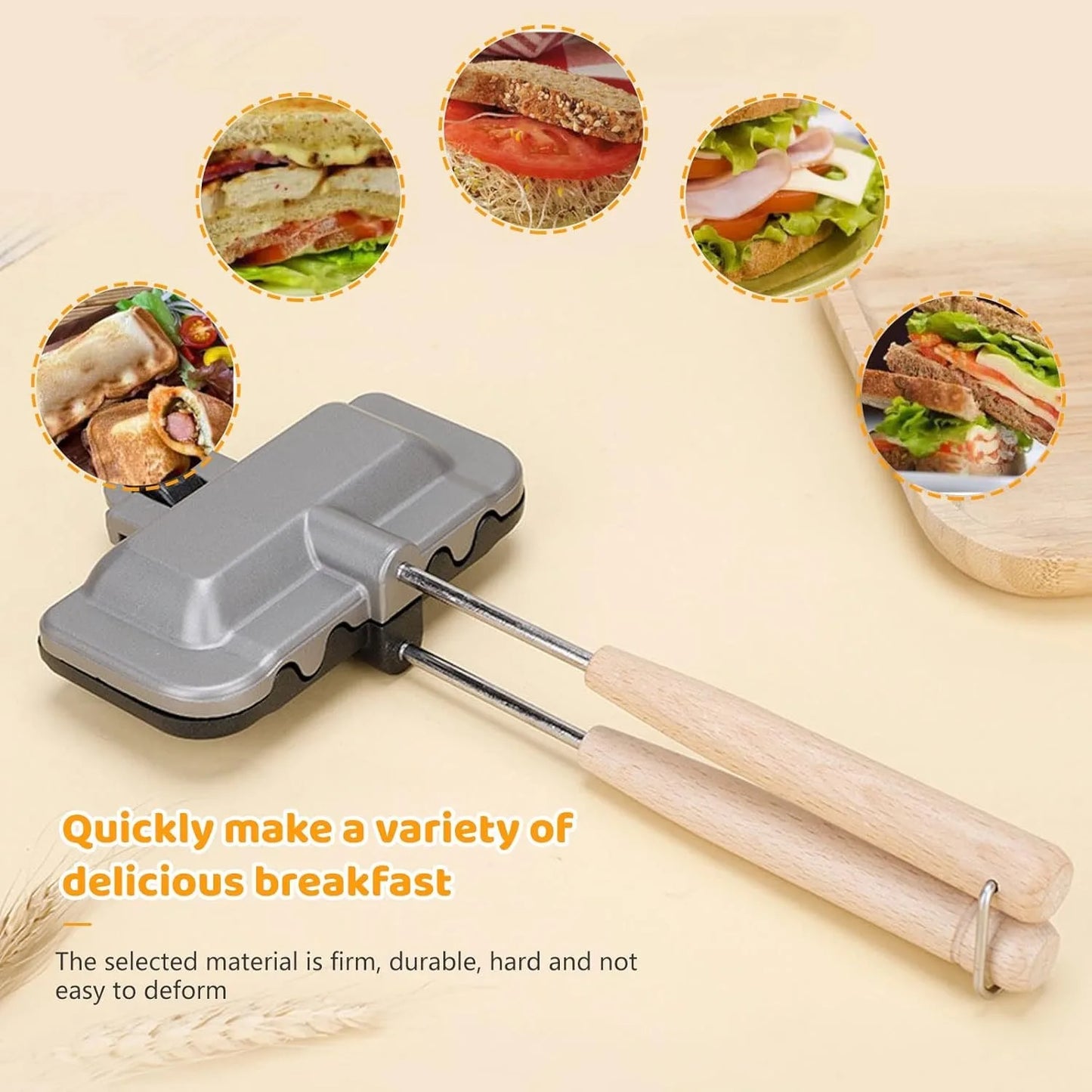 4-in-1 Stovetop Sandwich Maker & Panini Press – Non-Stick Grill for Home & Camping