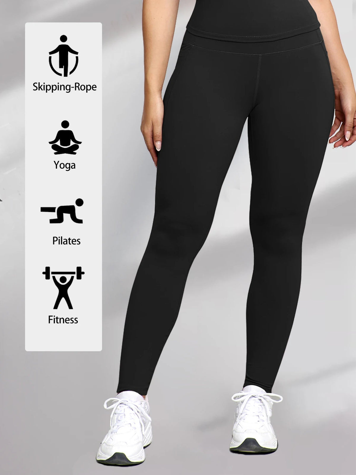 Women's High Waist Leggings With Pockets Stretch Yoga Pants Tights Push Up Fitness Running Sportswear Solid Color Pants Zippmart