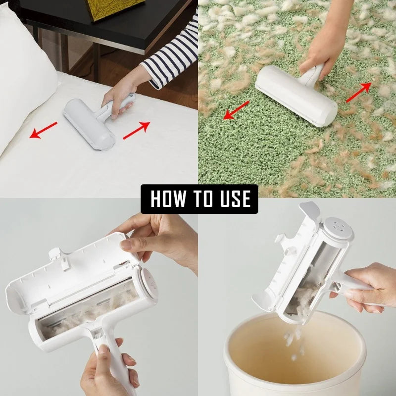 Pet Hair Remover Roller Self Cleaning Lint Remover for Dog Cat One Hand Operate Pet Hair Cleaning Tool