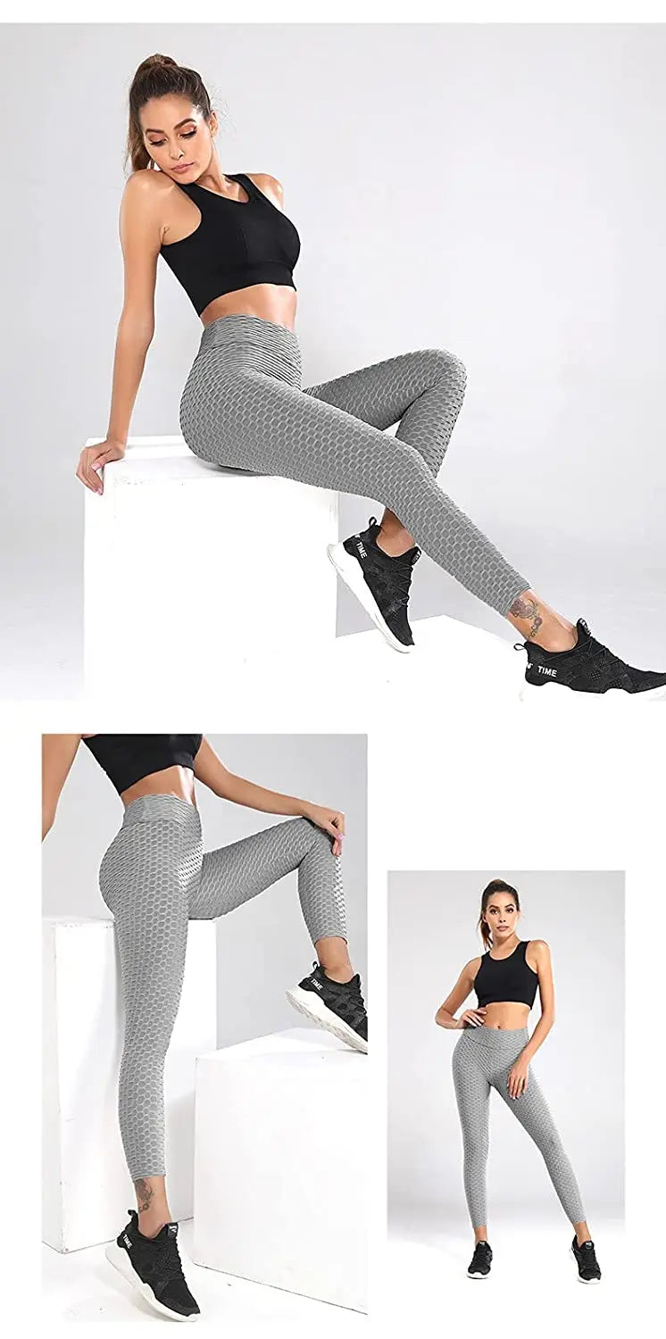 Women Seamless Push Up Leggings High Waist Anti Cellulite Peach Lift Yoga Pants Zippmart