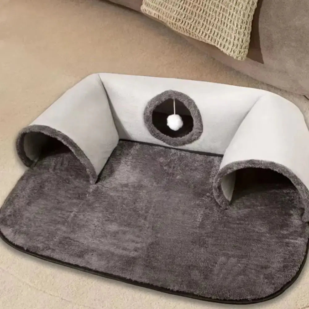 U-Shaped Plush Cat Tunnel Bed Zippmart