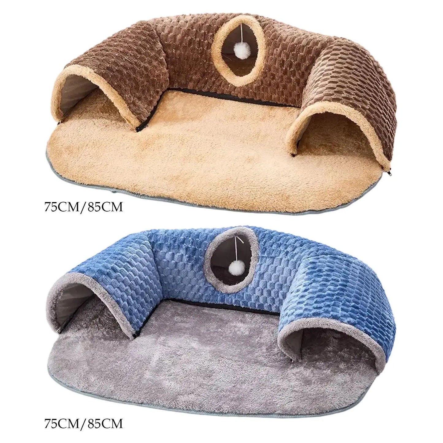 Cat Tunnel Rug Cat Activity Center Playing Ball Toys Cat Tunnel Bed Cat Carpet Tunnel for Outdoor Bunny Small Animals Kitten