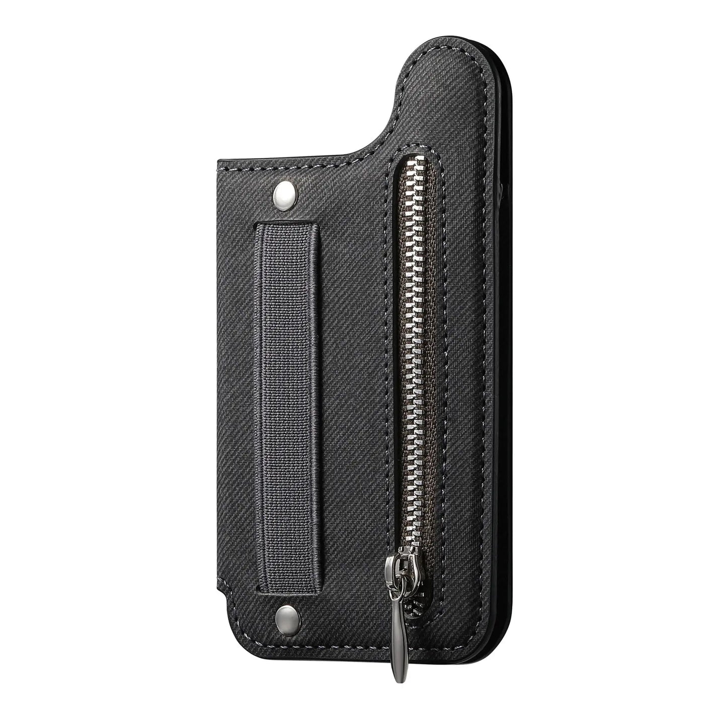 Flip Card Bag Phone Case – Zipper Wallet with Wrist Strap, Card Slots & Desk Stand