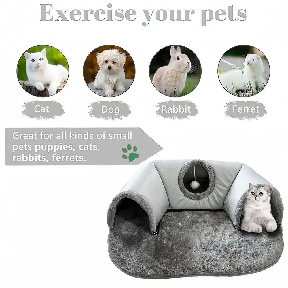 U-Shaped Plush Cat Tunnel Bed Zippmart