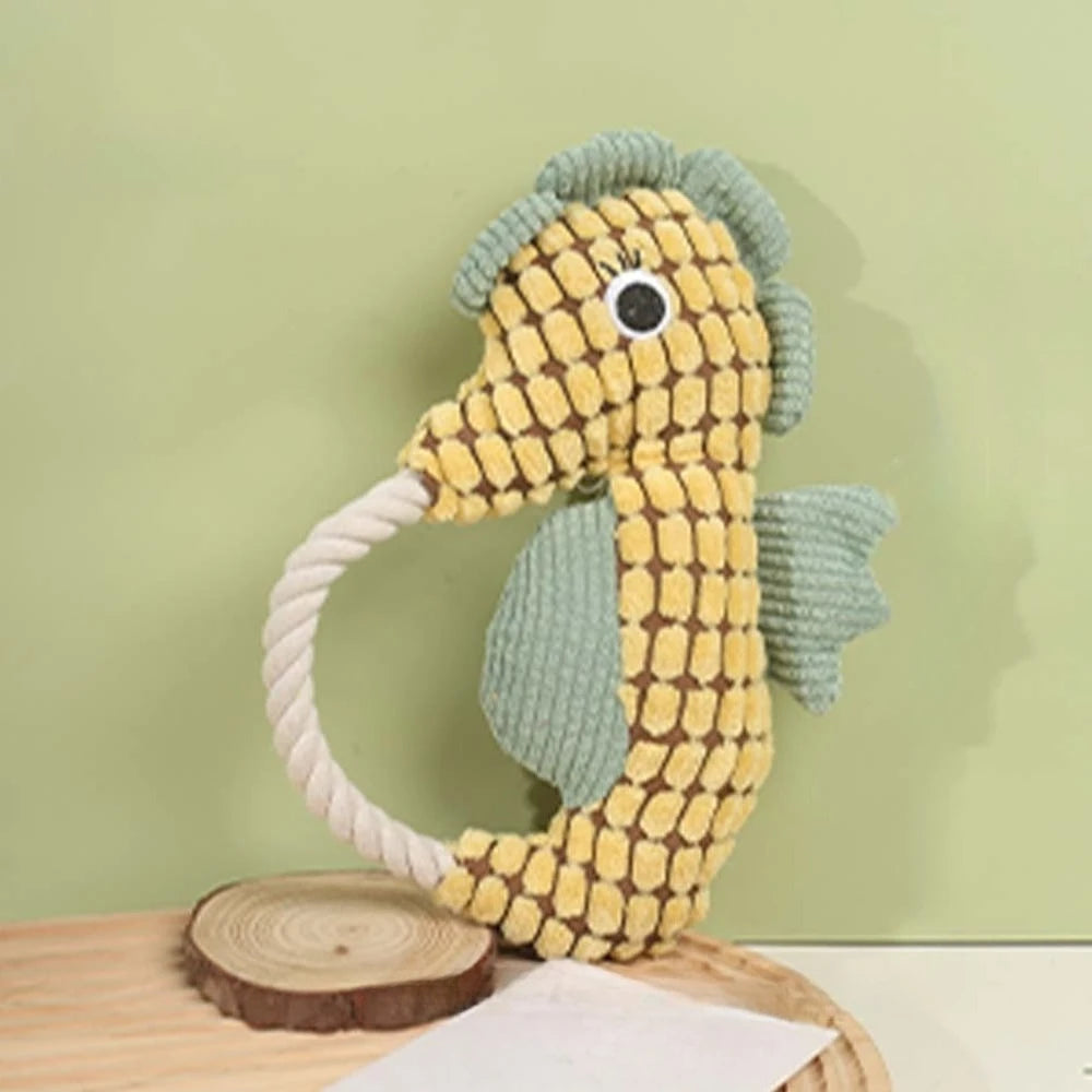 Seahorse Pet Dog Plush Toy Rope Dog Squeak Toys Bite Resistant Puppy Funny Pet Seahorse Toy Dog Accessories
