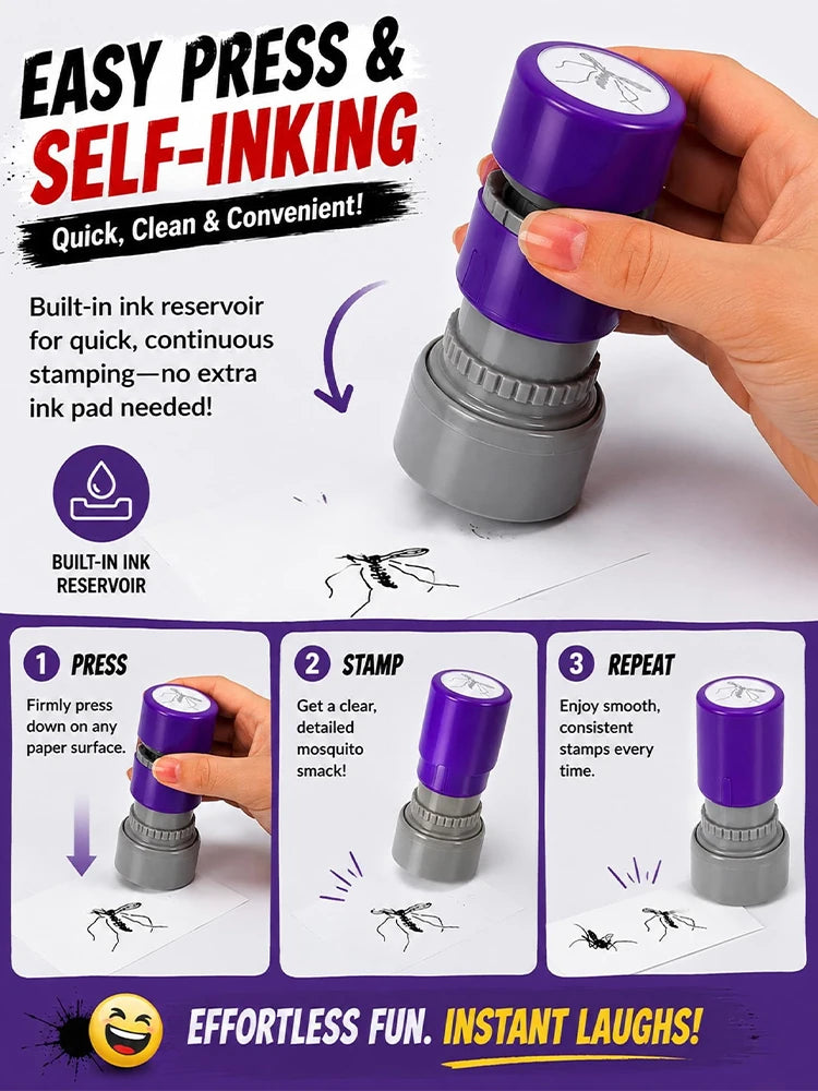 Prank Mosquito Stamp Kit – Self-Inking Funny Stamper Set for April Fools, Parties & Crafts