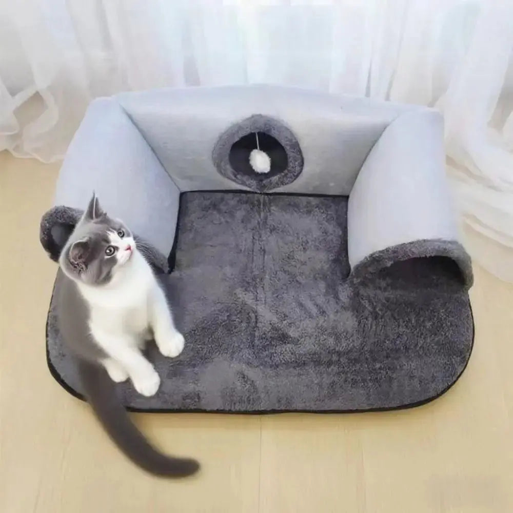 U-Shaped Plush Cat Tunnel Bed Zippmart