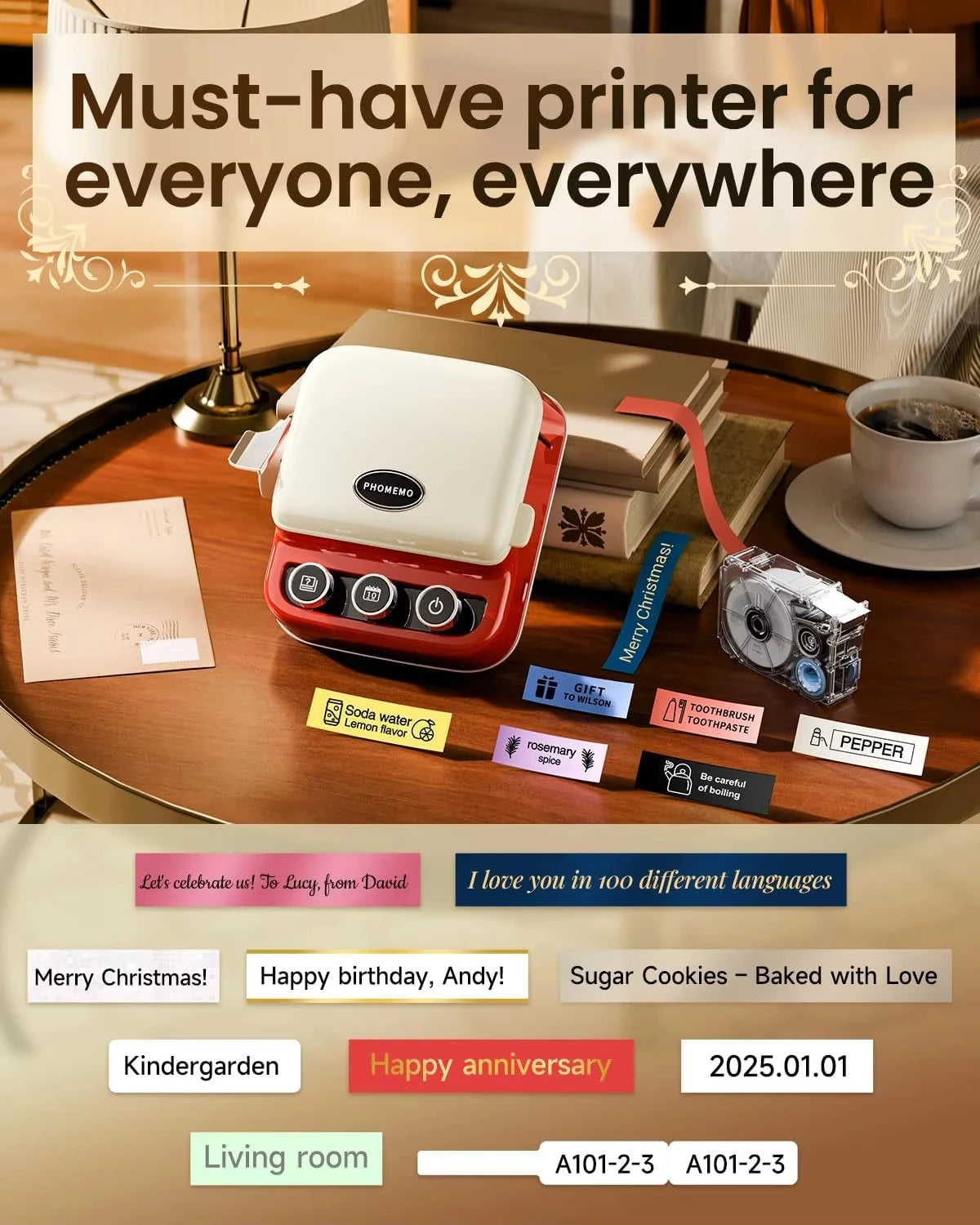 Phomemo P15 Bluetooth Label Printer – Portable Rechargeable Name Tag & Ribbon Printer