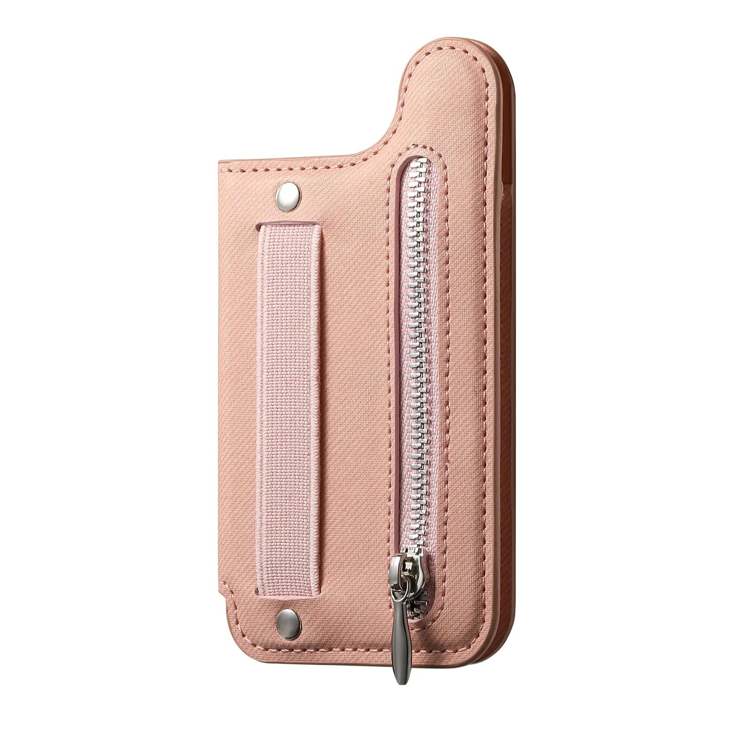 Flip Card Bag Phone Case – Zipper Wallet with Wrist Strap, Card Slots & Desk Stand