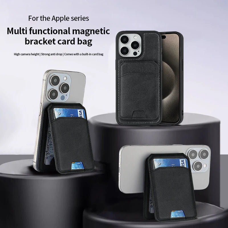 Luxury MagSafe Magnetic Leather Wallet Case – Card Holder Cover for iPhone 16/15/14/13/12