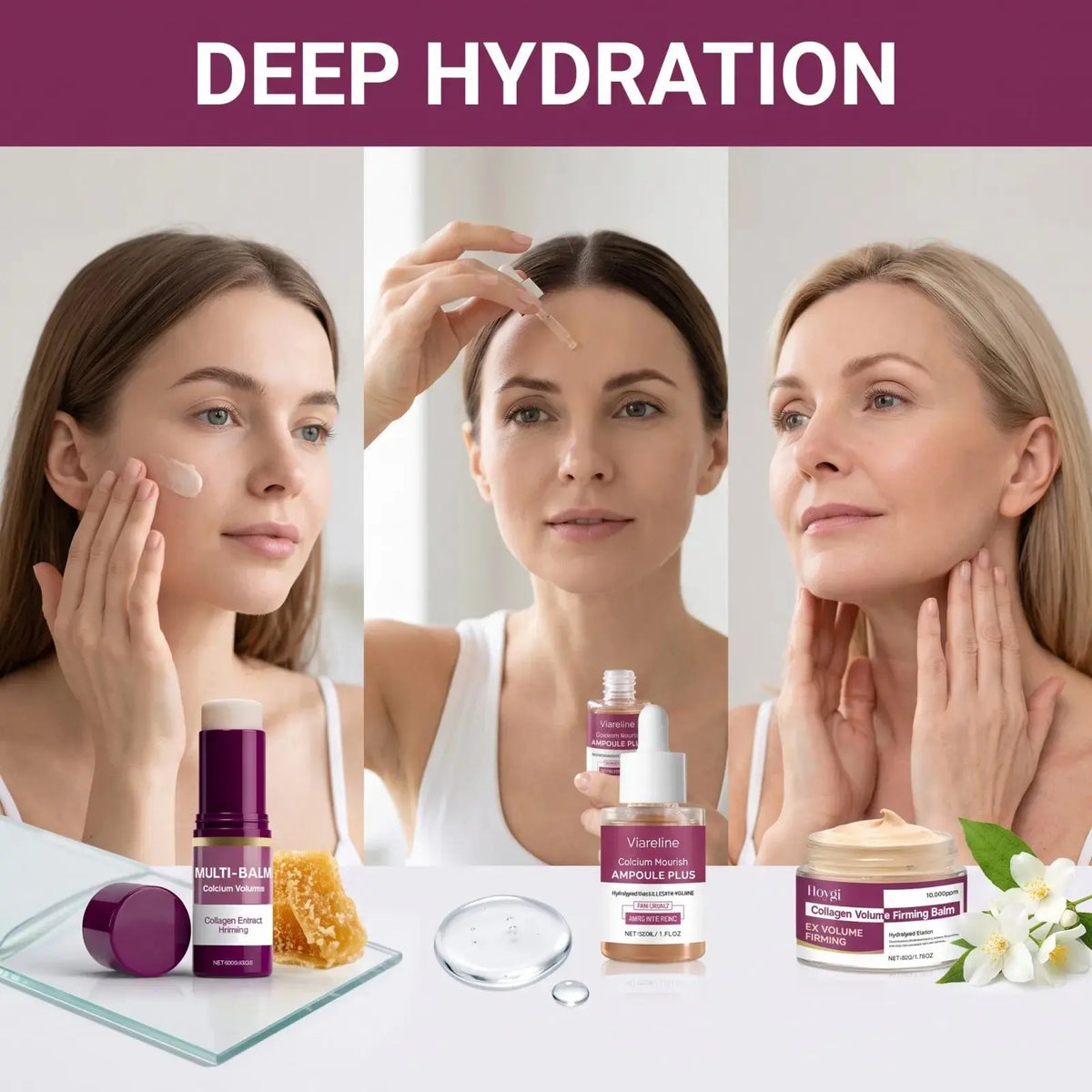 Collagen Skincare Set with Ampoule, Cream & Balm Zippmart