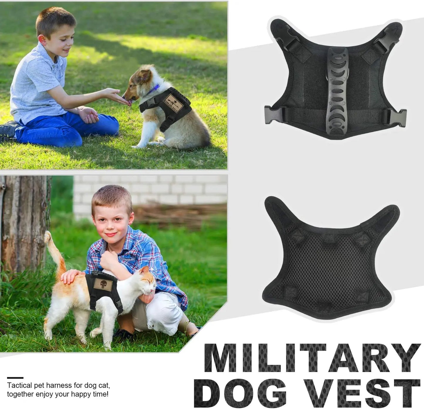 Cat Puppy Tactical Vest Training Harness Adjustable Military Outdoor Working Cat Harness  Dog Accessories for Small Dogs