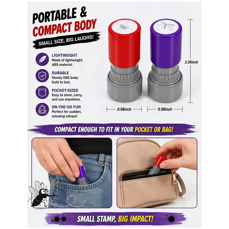 Prank Mosquito Stamp Kit – Self-Inking Funny Stamper Set for April Fools, Parties & Crafts