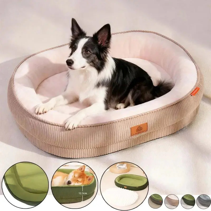 Washable Plush Corduroy Dog Bed Zippmart