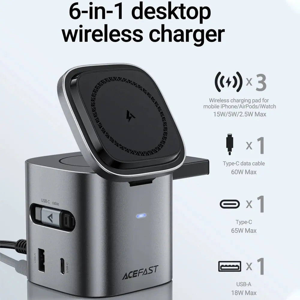 ACEFAST 6-in-1 Magnetic Wireless Charging Station Zippmart
