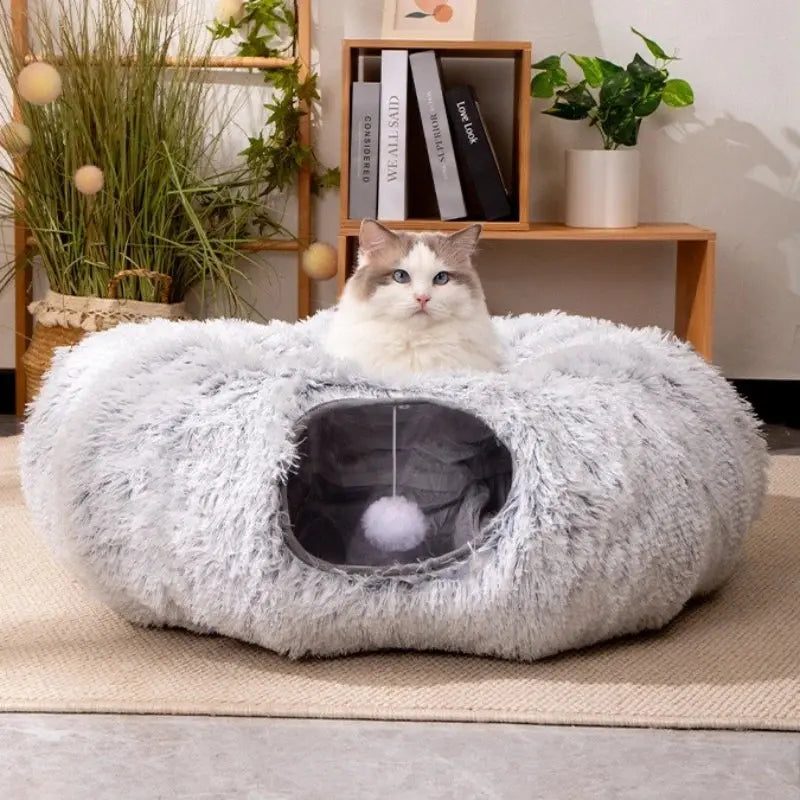 Foldable Plush Cat Tunnel Bed Zippmart
