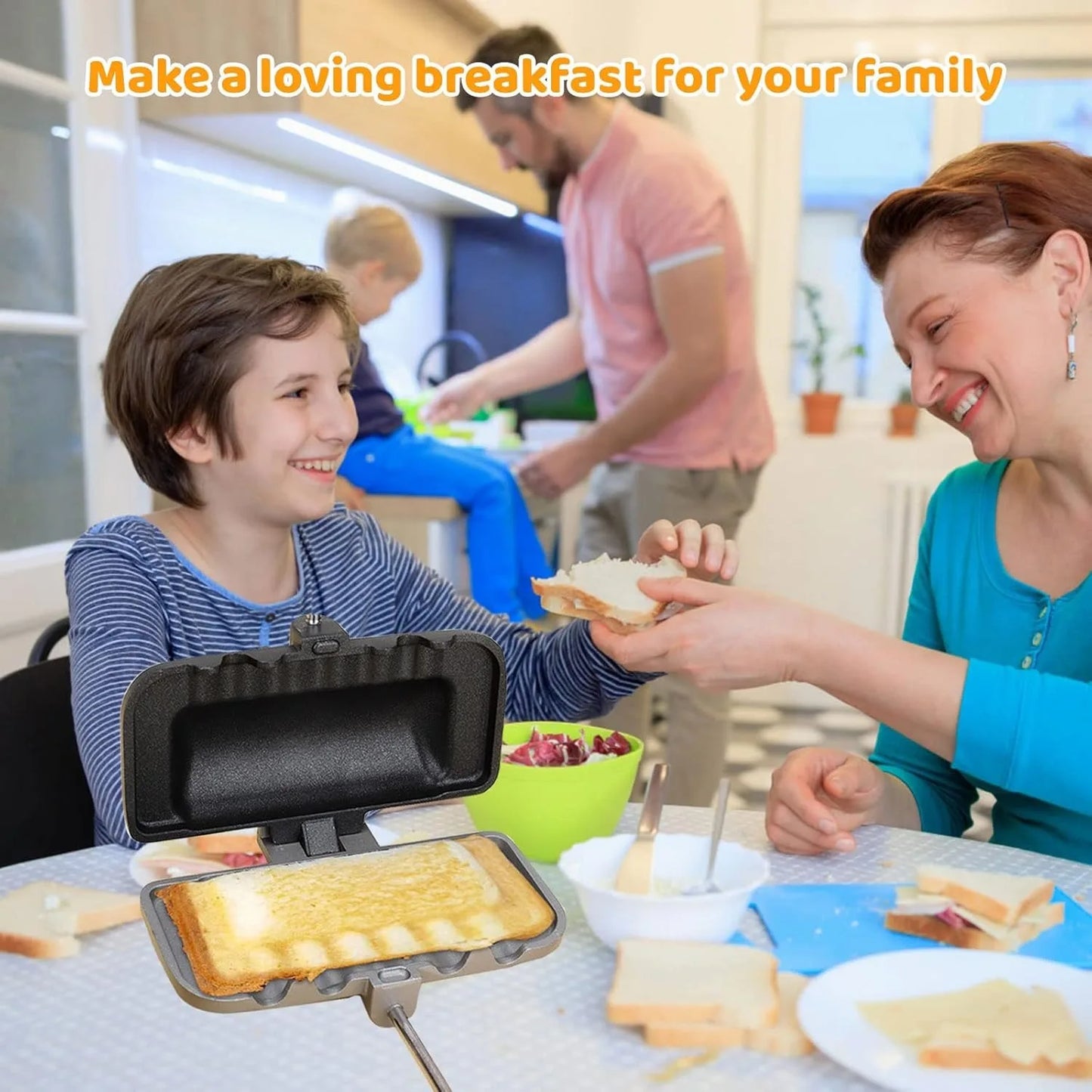 4-in-1 Stovetop Sandwich Maker & Panini Press – Non-Stick Grill for Home & Camping