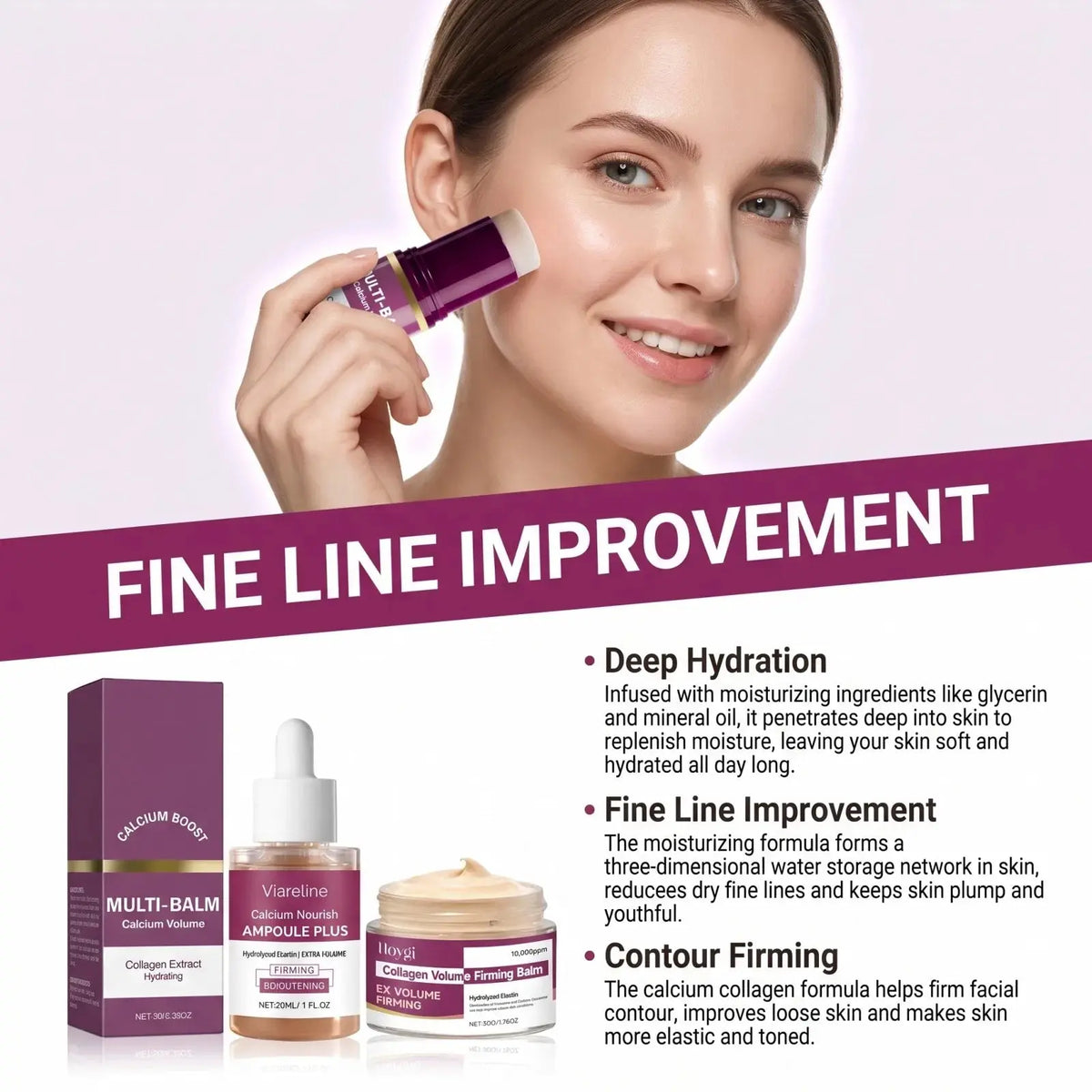 Collagen Skincare Set with Ampoule, Cream & Balm Zippmart