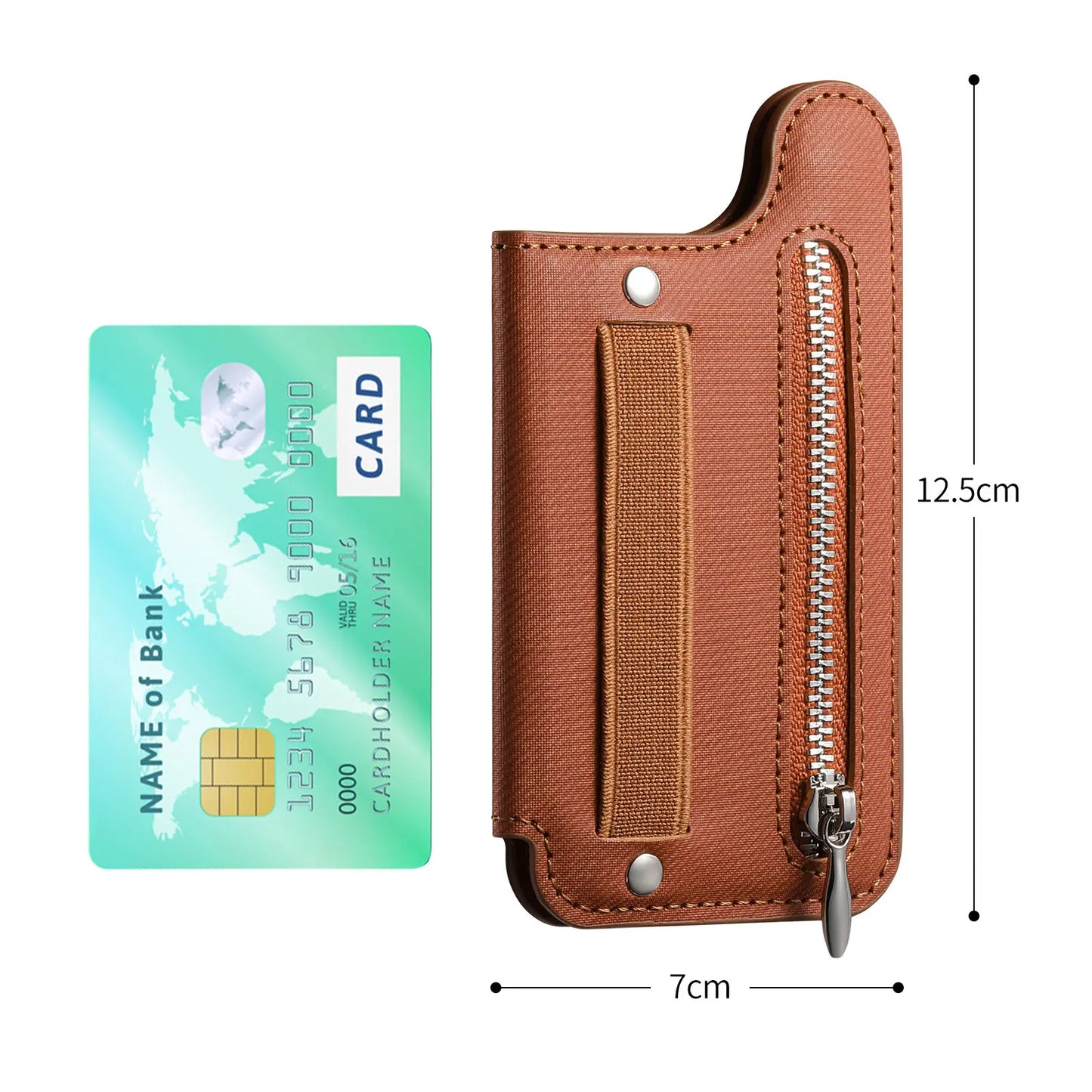 Flip Card Bag Phone Case – Zipper Wallet with Wrist Strap, Card Slots & Desk Stand