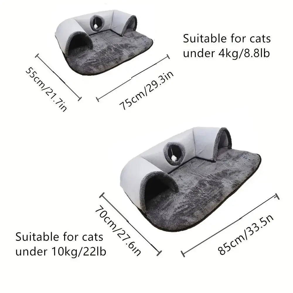 U-Shaped Plush Cat Tunnel Bed Zippmart