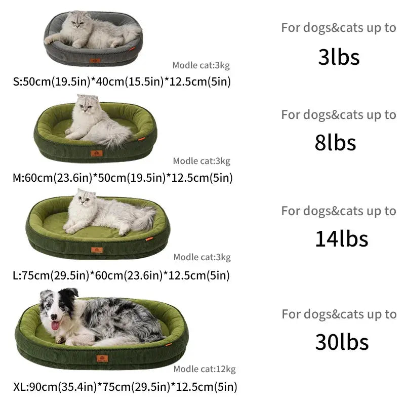 Washable Plush Corduroy Dog Bed Zippmart