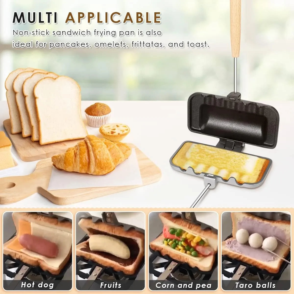 4-in-1 Stovetop Sandwich Maker & Panini Press – Non-Stick Grill for Home & Camping