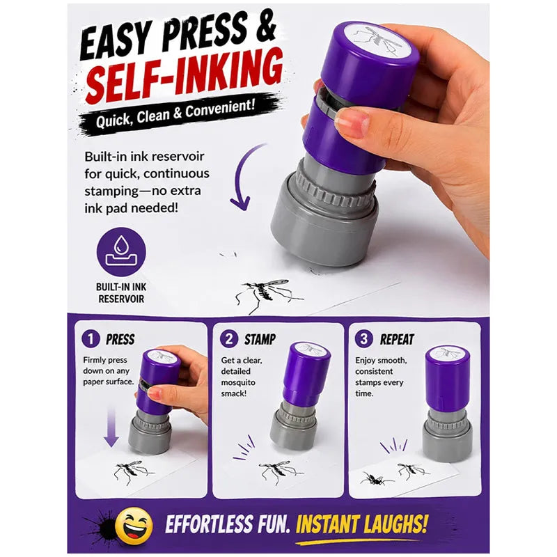 Prank Mosquito Stamp Kit – Self-Inking Funny Stamper Set for April Fools, Parties & Crafts