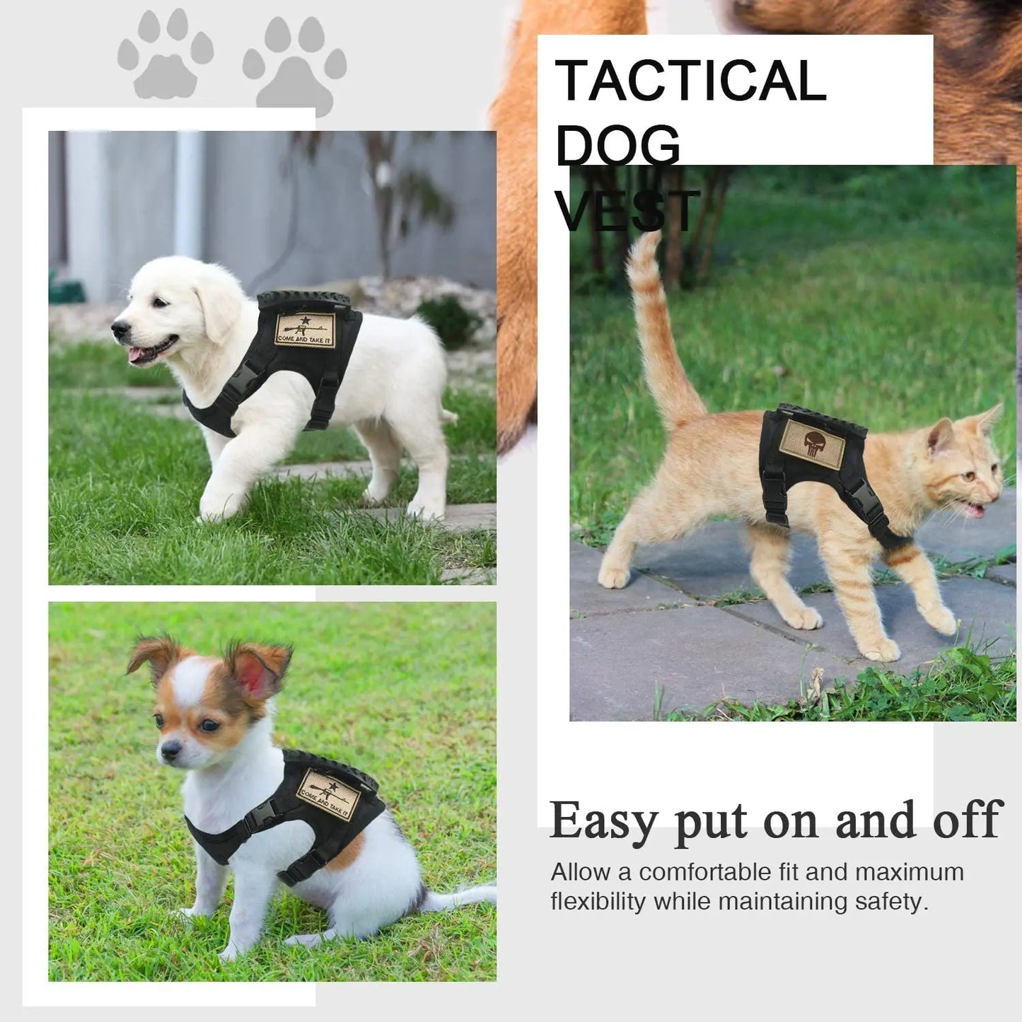 Cat Puppy Tactical Vest Training Harness Adjustable Military Outdoor Working Cat Harness  Dog Accessories for Small Dogs