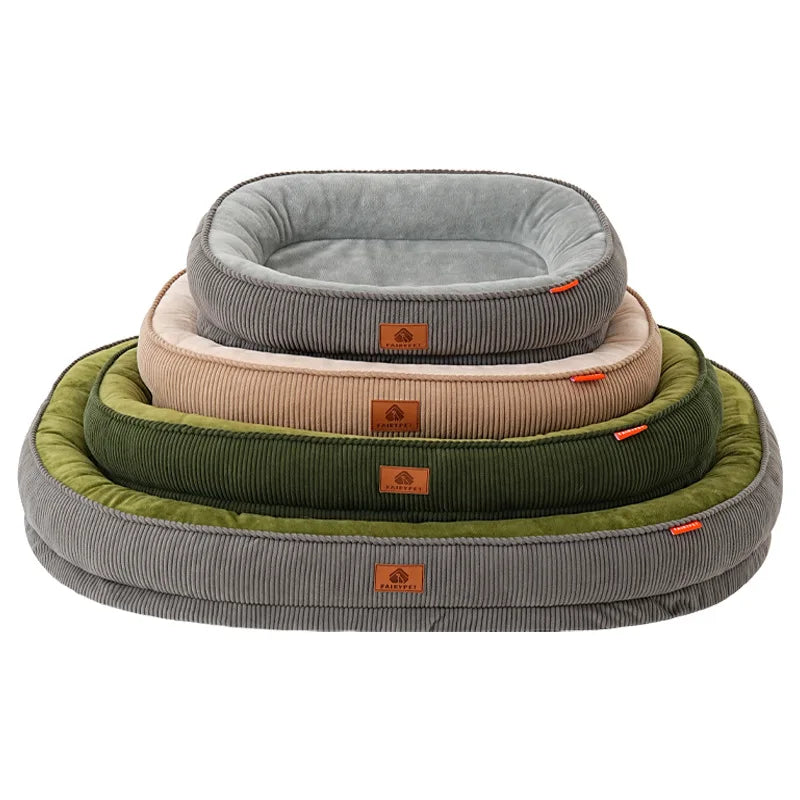 Corduroy Dog Bed Removable Washable Dogs Mat Winter Thickened Warmth Dogs Pad Soft Plush Anti-slip Pet Sofa Bed Dog Accessories