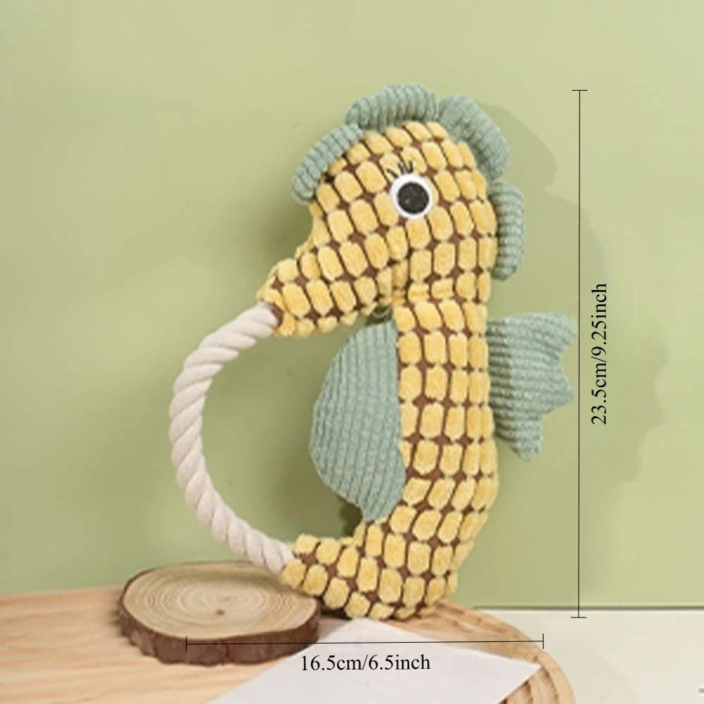 Seahorse Pet Dog Plush Toy Rope Dog Squeak Toys Bite Resistant Puppy Funny Pet Seahorse Toy Dog Accessories