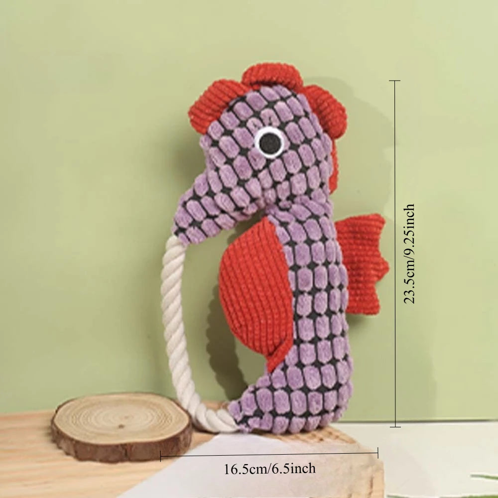 Seahorse Pet Dog Plush Toy Rope Dog Squeak Toys Bite Resistant Puppy Funny Pet Seahorse Toy Dog Accessories