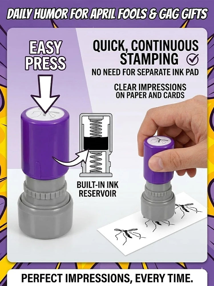 Prank Mosquito Stamp Kit – Self-Inking Funny Stamper Set for April Fools, Parties & Crafts