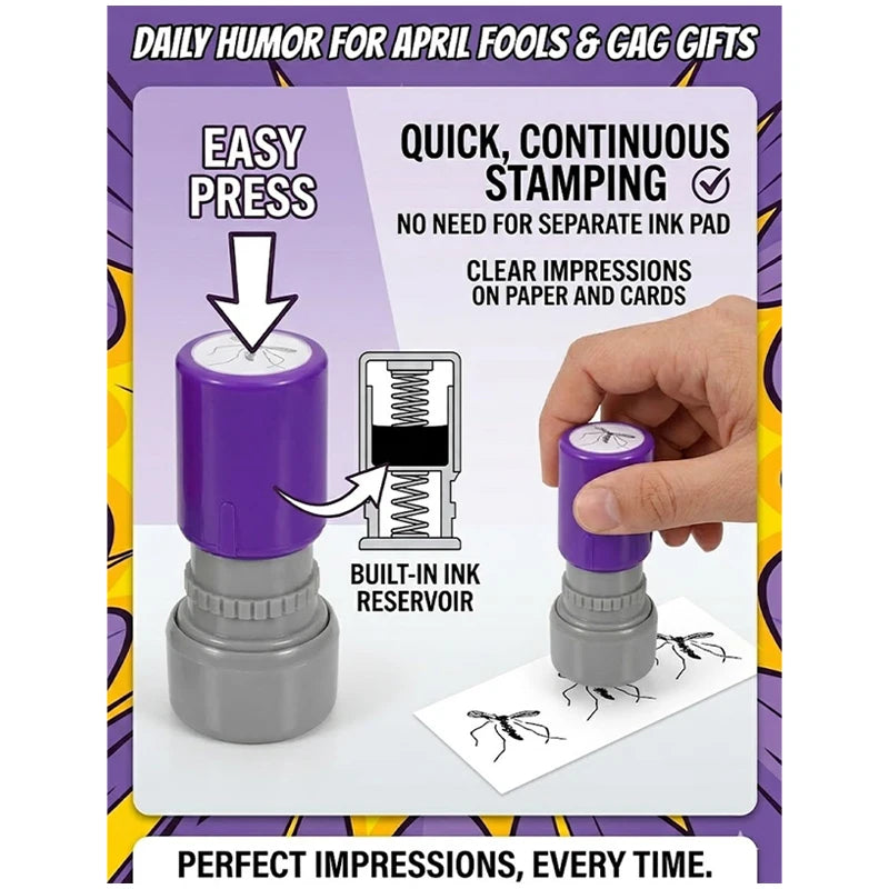 Prank Mosquito Stamp Kit – Self-Inking Funny Stamper Set for April Fools, Parties & Crafts